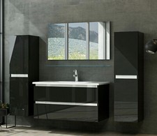 Badmöbel Set Weiss Schwarz