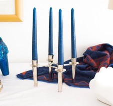 Advent 4 Kerzenhalter Silber Metall Skandinavisch Adventskranz eckig Adventszeit