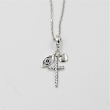 Herz Kreuz Auge Liebe Glaube Schutz, Talisman Amulett, Anhänger Kette Silber925