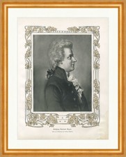 Wolfgang Amadeus Mozart Ludwig Michalek Zopf Rüschen BS Kunstbeilage 23 Gerahmt