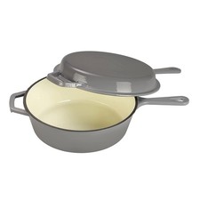 Echtwerk Schmortopf Grillpfanne Set Gusseisen Bräter Gusseisentopf 2,5l Ø 25,2cm