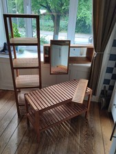 4-teilige Bad-Garnitur Molger  (Ikea): Regal, Bank, Spiegelschrank, Ablageregal