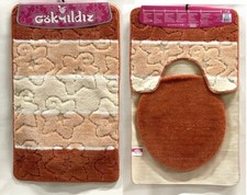 Badgarnitur  Badezimmergarnitur 3-Teilig Set 80 x 50cm WC Vorleger Badteppich