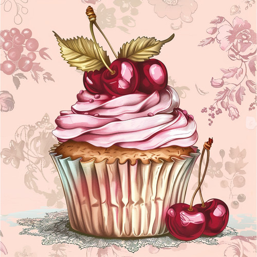Wandbild cupcake kirschen - wandbild, obst