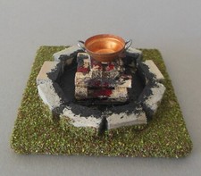 Lagerfeuer 2,7cm hoch Hirtenfeuer (ohne Beleuchtung) mit Topf Krippenzubehör N12