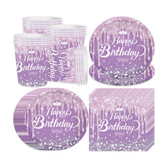 Lila Partygeschirr Set 16