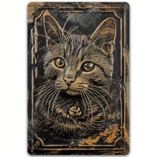 Blechschild Katze Kupferoptik