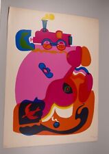 Serigrafie Pitt Moog 1970 37 von 50 bunt und fröhliche Pop Art Lokomotive