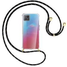 Handykette für Oppo A73 5G schwarz/gold (G) Hülle mit Band Kordel zum Umhängen