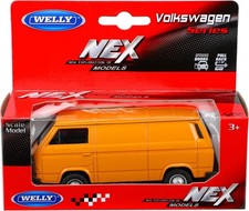+ VOLKSWAGEN VW T3 Bus Modellauto orange Welly 1:34 Neu VW49720W