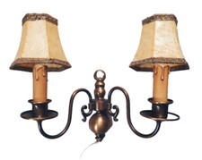 Messing Kerzen-Wandlampe Chippendale Pergamentschirm ersetzt