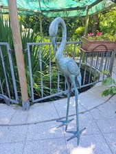 schöne, große  Bronzefigur , Reiher ( Fischreiher )  , Wasserspeier , 113cm