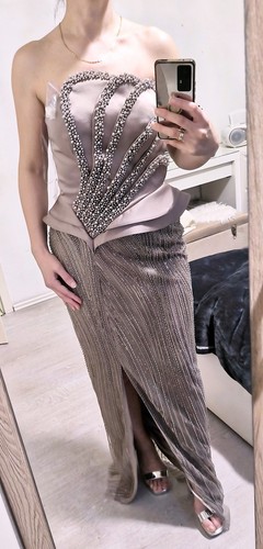 Neu abendkleid lang taupe - abendkleid,