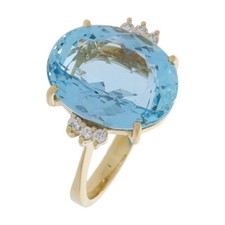 Aquamarin Diamant Ring 750 / 18 Kt. Gelbgold edel Schmuckmanufaktur H.Stern