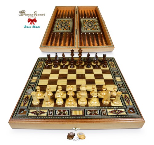Holz backgammon schach brett - backgammon/schach,