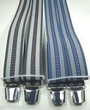 Hosenträger  mit Streifen 4 extra starke Clips 35mm breit, 70 - 200 cm lang