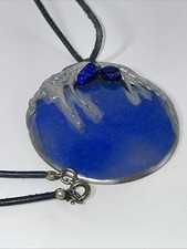 Lederband-Kette+blau emaill