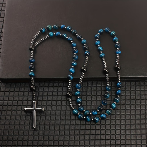 Blaues tigerauge kreuz - blaues,