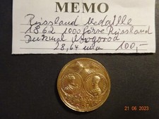 Russland Medaille von 1862 - 1000 Jahre Denkmal Novgorod - 12,6 Gramm - 28,64 mm