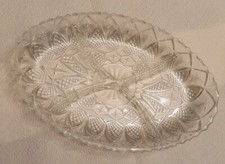 Schale Glasschale Gebäckschale Oval Vier Fächer Glas France Party Feier Buffet