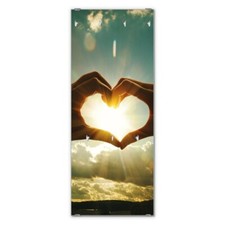 banjado Wandgarderobe Echtglas 50x125cm Garderobe mit 7 Haken Sonne im Herzen