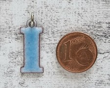 Emaille Kettenanhänger Vintage I Buchstabe blau 1970er  Geschenk Retro Freund