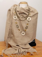 Schal XXL 100% Wolle beige