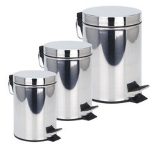 Treteimer Edelstahl silber rund - 3 / 5 / 20 L - Kosmetik Müll Badezimmer Eimer