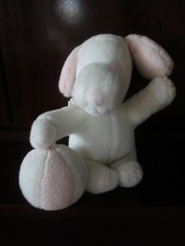 Snoopy mit Ball weiß rosa Baby Kuscheltier Schmusetier Plüschtier vintageRarität