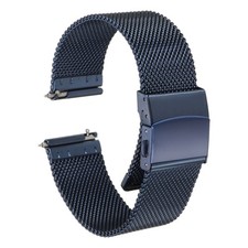 Edelstahl-Mesh-Uhrenarmband 20mm Breite 1,8mm dick Faltschließen-Ersatzband Blau