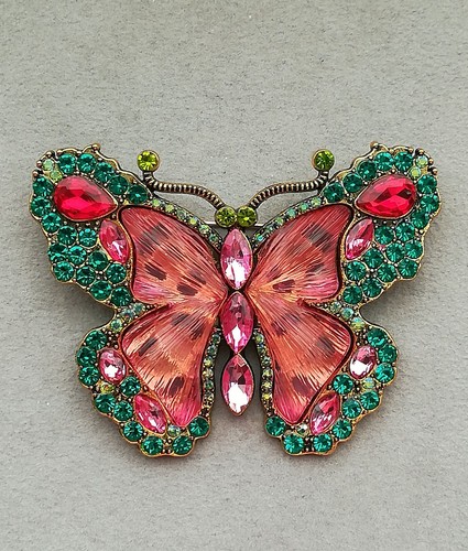 Schmetterling brosche gold rot - brosche,