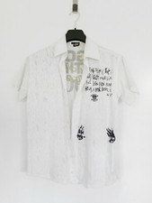 Cooles Kurzarm Herren Hemd im Destroyed Look von De Puta Madre 69, weiß, Größe L