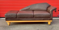 Designer Chaiselongue Dickleder 3 mm, braun, Rahmen, Füße Buche/Edelstahl