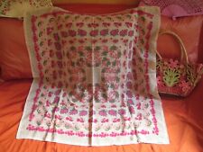 Seidentuch, Da Vinci, Vintage, Creme mit floralen Elemen in rosa und Rotnuancen