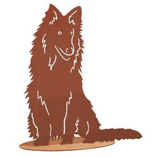 Tierfigur Metall - Hund Lassy - Edelrost Skulptur Collie für Hundefans