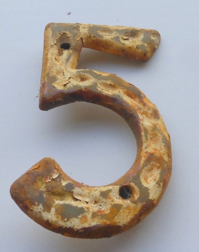 Alte messing zahl hausnummer - messing, 5