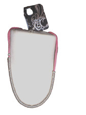 kurze Halskette Modeschmuck silberfarben 4 rosa Lederbänder Kettenverschluss NEU