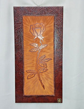 Geschnitztes Lederbild "Rose" 60er, echt Leder, reine Handarbeit Wandbild E 763