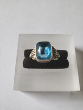 Jugendstil 835er Silber Ring geschliffener Aquamarin Antikschmuck