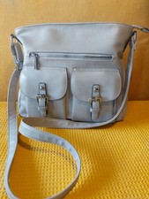 Praktische Handtasche Schultertasche „Amalia“ hellgrau Raumwunder