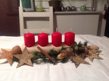 Adventskranz aus Naturholz, Holz. Aus einer Teigrolle hergestellt. Mit Kerzen,ab