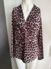 Wickel Look Bluse Gr 40 42 L Leoparden Muster 
