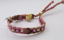 CASTELLANO Wayuu dünnes Freundschaftsarmband mit Swarovski-Kristallen, rosa Aura