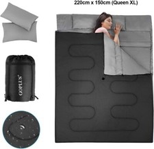 2in1 Doppelschlafsack 220x150cm Deckenschlafsack 2 Personen Schlafsack 2 Kissen