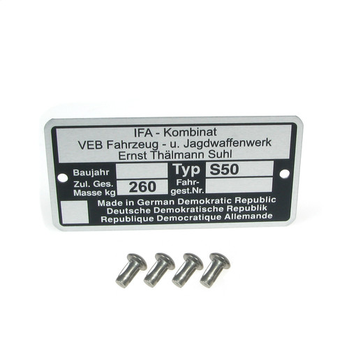 Typenschild mit kerbnagel - typenschild,
