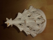 großer Weihnachtsbaum - Windlicht -Keramik- weis/gold - Standfigur 20x17cm