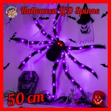 Halloween LED Horror Riesen Spinne 50cm Deko Lila Leuchtend Animiert Spinnennetz