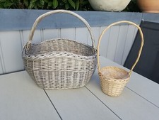 2 tlg, Metallic Weidekorb Einkaufskorb+ Pflanzkorb Geschenkkorb Korb