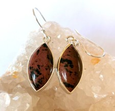 Ohrringe mit Mahagoni Obsidian, 925er Silber - Obsidian - Braun