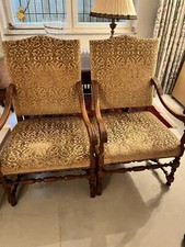 2 Antiker Armlehnstuhl Biedermeier Stuhl gepolstert, Sessel Vintage Fauteuil
